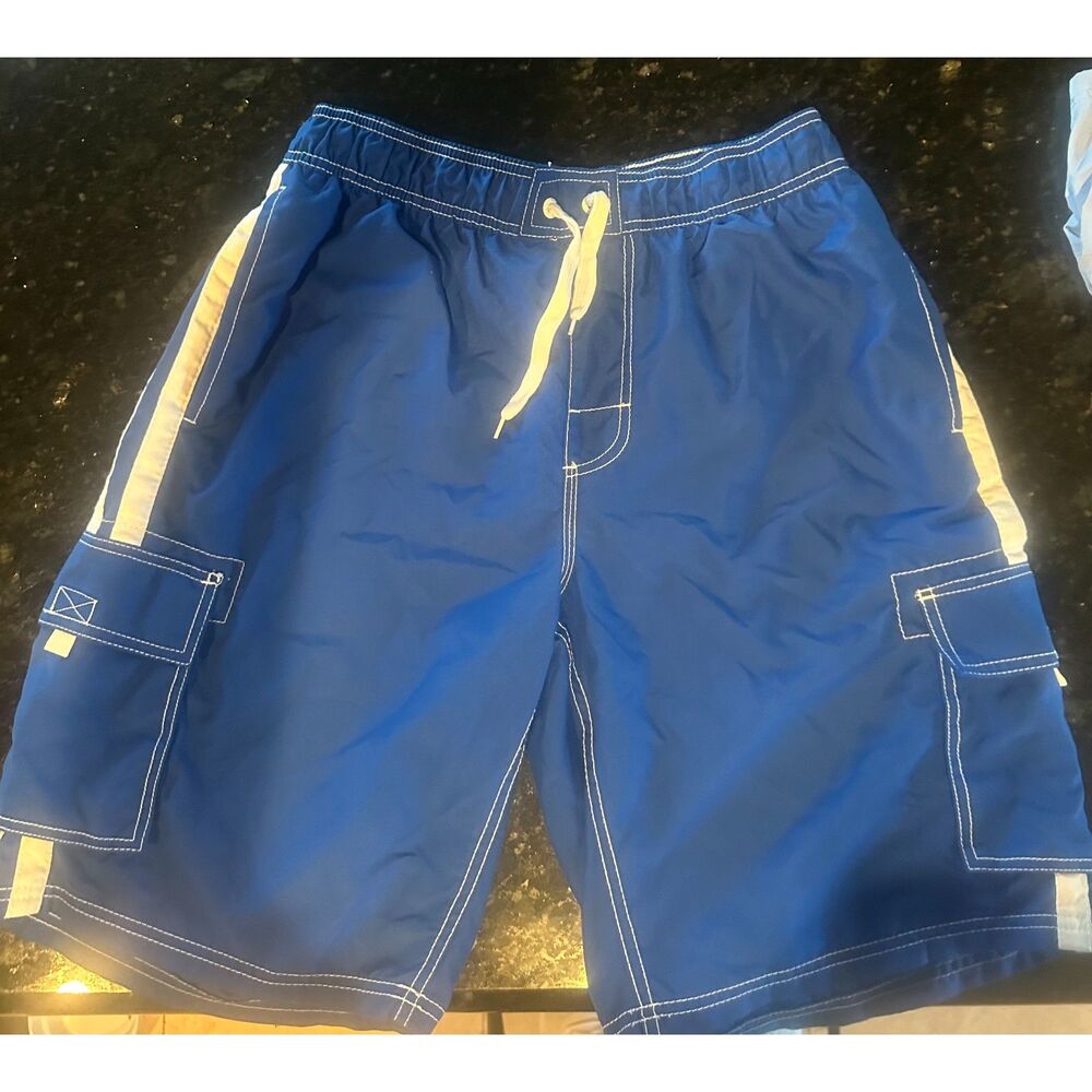 Kanu Surf Men's Barracuda Swim Trunks Cargo Board Shorts - Blue - LARGE